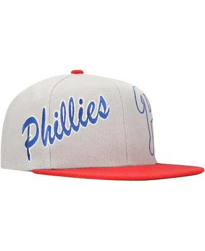 Mitchell & Ness Men's Gray Philadelphia Phillies Knock Out Panel Snapback Hat