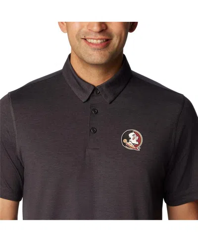 Columbia Men'sâ Heather Black Florida State Seminoles Tech Trail Omni-wick Polo Shirt In Black