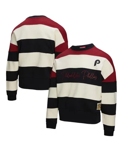 Mitchell & Ness Women's Burgundy/black Philadelphia Phillies Cooperstown Collection Blocked Fleece Pullover Sweatshi In Multi