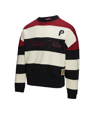 Mitchell & Ness Women's Burgundy/black Philadelphia Phillies Cooperstown Collection Blocked Fleece Pullover Sweatshi In Multi