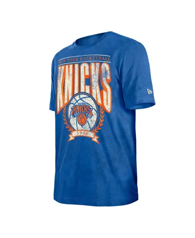 New Era Men's Blue New York Knicks Throwback Vintage Boxy Mineral Wash T-shirt In Blue
