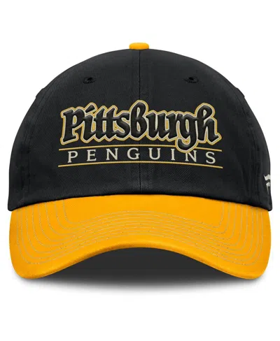 Fanatics Men's Black/gold Pittsburgh Penguins Heritage Home Ice Two-tone Adjustable Hat