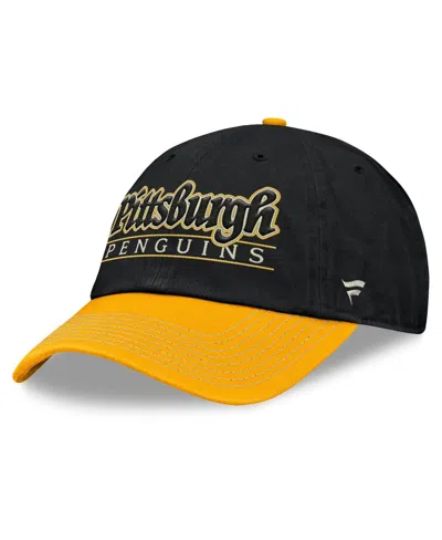 Fanatics Men's Black/gold Pittsburgh Penguins Heritage Home Ice Two-tone Adjustable Hat