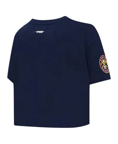 Pro Standard Women's Navy Denver Nuggets Jewels Boxy Cropped T-shirt In Blue
