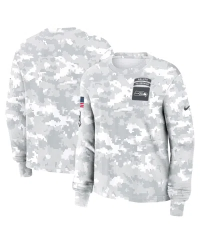 Nike Women's Arctic Camo Seattle Seahawks 2024 Salute To Service Performance Long Sleeve T-shirt In Gray