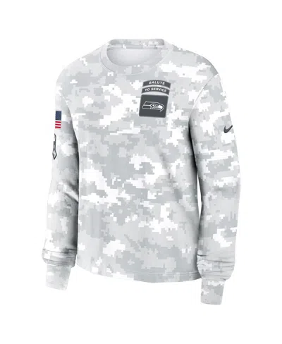 Nike Women's Arctic Camo Seattle Seahawks 2024 Salute To Service Performance Long Sleeve T-shirt In Gray