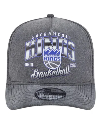 New Era Men's Charcoal Sacramento Kings Throwback Washed Pre-curved 9fifty Snapback Hat
