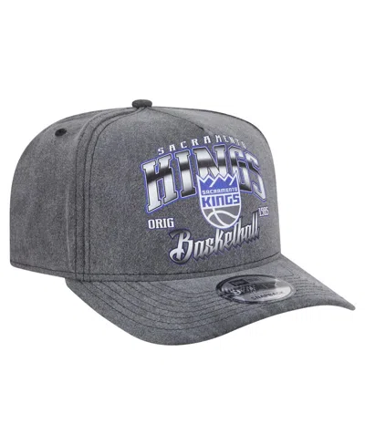 New Era Men's Charcoal Sacramento Kings Throwback Washed Pre-curved 9fifty Snapback Hat