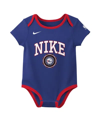 Nike Newbornâ 2-pack Blue/blackâ New York Knicks Just Do It Bodysuit Set In Black