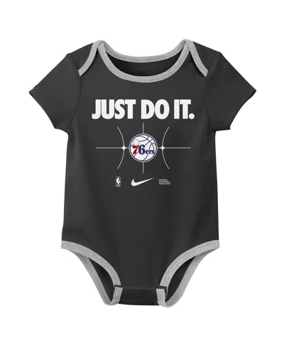 Nike Newbornâ 2-pack Blue/blackâ New York Knicks Just Do It Bodysuit Set In Black