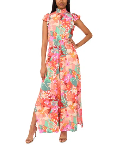 Msk Women's Smocked Waist Printed Wide-leg Jumpsuit In Multi