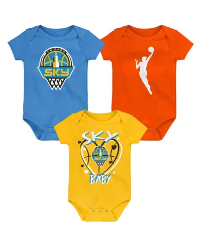 Outerstuff Baby Boys And Girls 3-pack Chicago Sky Slide Home Creeper Set In Multi