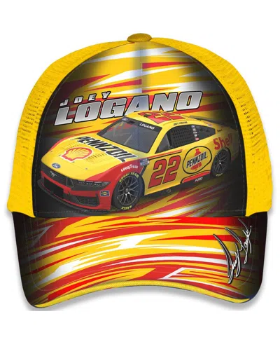 Checkered Flag Sports Men's And Women's Yellow Joey Logano Shell-pennzoil Adjustable Trucker Hat