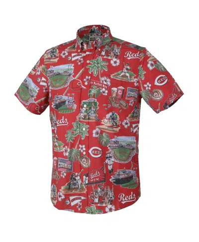 Reyn Spooner Men's Red Cincinnati Reds Scenic Tri-blend Button-down Shirt In Red