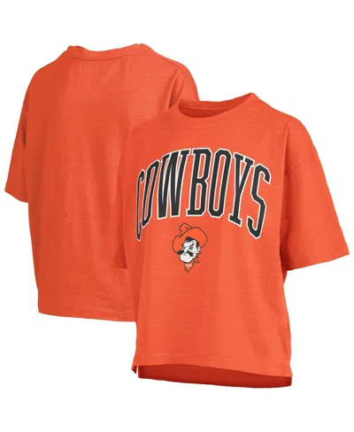Pressbox Orange Oklahoma State Cowboys Nelson Arch Over Logo Waist Length Oversized Slub T-shirt In Orange