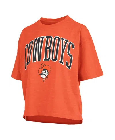 Pressbox Orange Oklahoma State Cowboys Nelson Arch Over Logo Waist Length Oversized Slub T-shirt In Orange