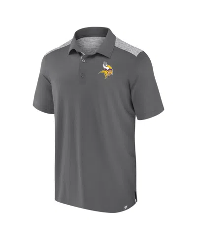 Fanatics Men's Gray Minnesota Vikings Long Shot Polo Shirt In Brown