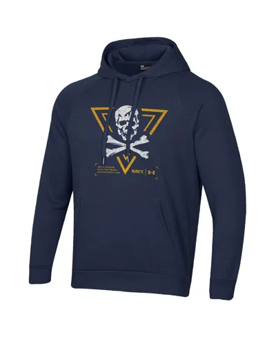 Under Armour Navy Navy Midshipmen Jolly Rogers Rival Fleece Pullover Hoodie In Blue