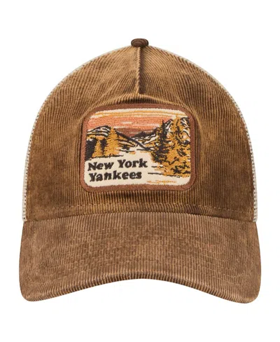 New Era Men's Dark Brown New York Yankees Vintage Landscape 9twenty A-frame Adjustable Trucker Hat