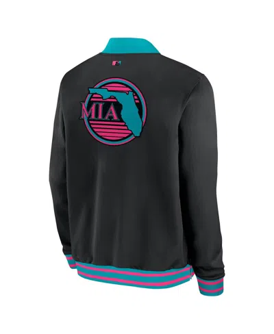 Nike Men's Black Miami Marlins 2025 City Connect Authentic Collection Full-zip Bomber Jacket In Black