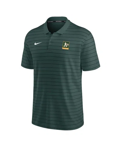 Nike Men's Green Oakland Athletics Authentic Collection Striped Performance Pique Polo Shirt In Green