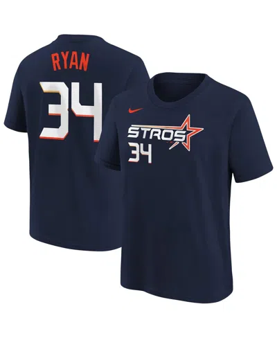 Nike Big Boys And Girls Nolan Ryan Navy Houston Astros Fuse City Connect Name Number T-shirt In Blue