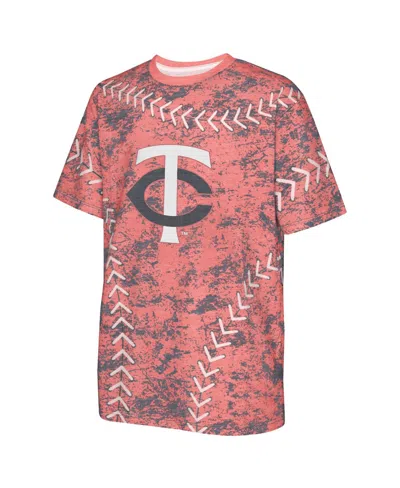 Outerstuff Big Boys And Girls Red Minnesota Twins Slide Score Bold T-shirt In Pink