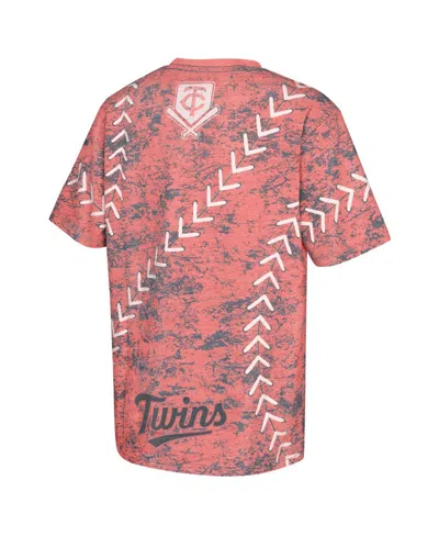 Outerstuff Big Boys And Girls Red Minnesota Twins Slide Score Bold T-shirt In Pink