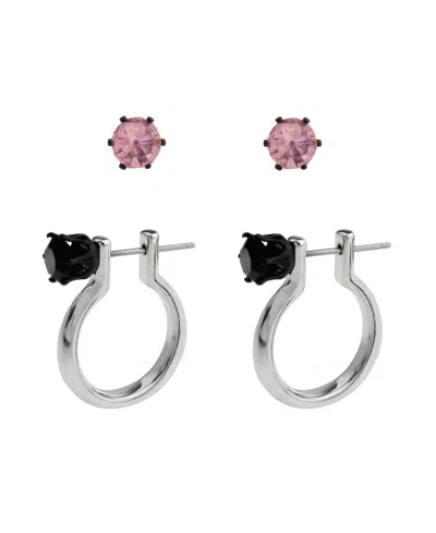 Steve Madden Faux Stone Punk Romance Stud Huggie Earring Set
