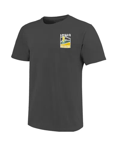 Image One Men's Graphite Iowa Hawkeyes Comfort Colors Minimal Vista Distressed Graphics T-shirt In Gray