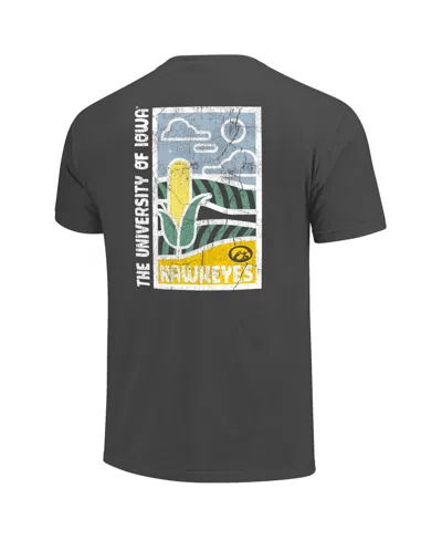 Image One Men's Graphite Iowa Hawkeyes Comfort Colors Minimal Vista Distressed Graphics T-shirt In Gray