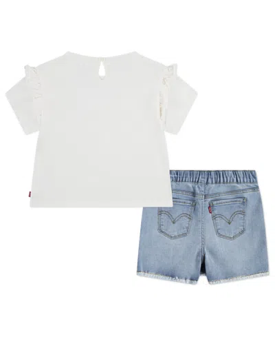 Levi's Toddler Girls 2-piece Ruffle T-shirt And Skort Set In White
