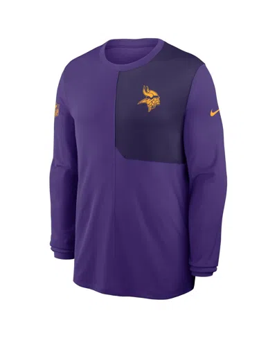 Nike Purple Minnesota Vikings Sideline Coach Uv Performance Long Sleeve T-shirt In Purple