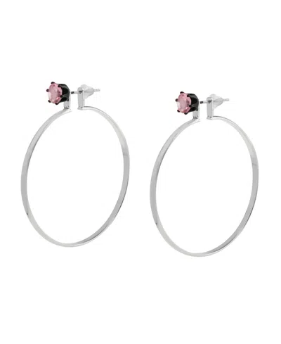 Steve Madden Faux Stone Punk Romance Stone Stud Hoop Earrings