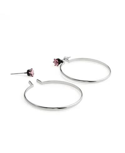 Steve Madden Faux Stone Punk Romance Stone Stud Hoop Earrings
