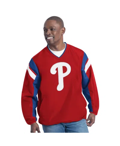 G-iii Sports By Carl Banks Red Philadelphia Phillies Double Coverage V-neck Pullover In Red