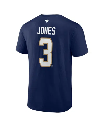 Fanatics Men's Seth Jones Navy Florida Panthers Authentic Stack Name Number T-shirt In Blue