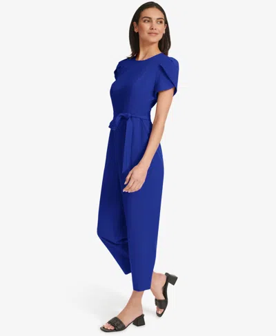 Calvin Klein Women's Short-sleeve Tapered Jumpsuit In Blue