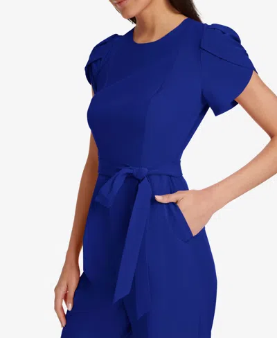 Calvin Klein Women's Short-sleeve Tapered Jumpsuit In Blue