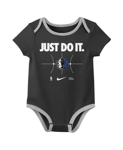 Nike Newbornâ 2-pack Blue/blackâ Dallas Mavericks Just Do It Bodysuit Set In Black