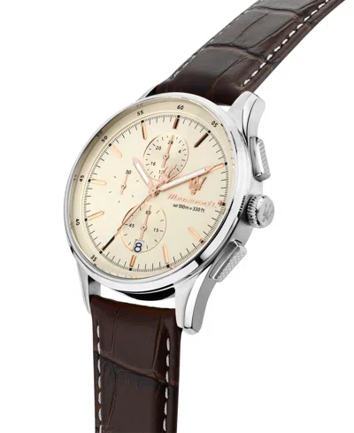 Maserati Men's Chronograph Brown Leather Watch, 42mm