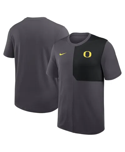Nike Men's Anthracite Oregon Ducks 2025 Sideline Uv Performance Coach T-shirt In Gray