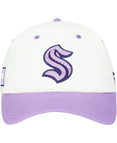 Fanatics Men's White/lavender Seattle Kraken Authentic Pro Hockey Fights Cancer Adjustable Hat