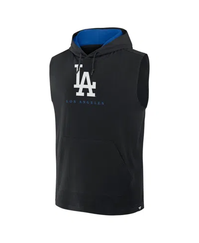 Fanatics Men's Black Los Angeles Dodgers Fire Speed Sleeveless Pullover Hoodie In Black