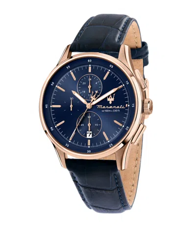 Maserati Men's Chronograph Blue Leather Watch, 42mm