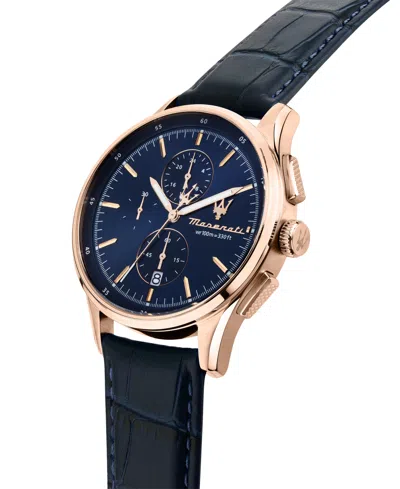 Maserati Men's Chronograph Blue Leather Watch, 42mm