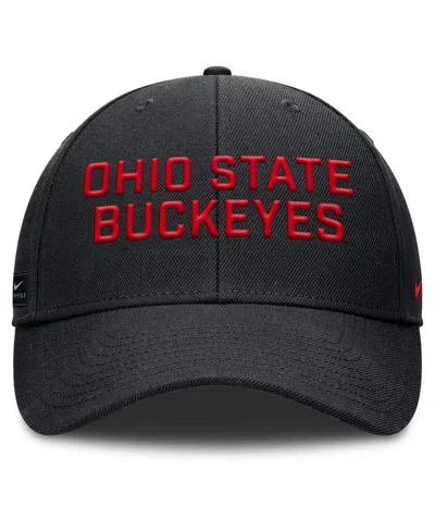 Nike Men's Black Ohio State Buckeyes Rise Practice Adjustable Hat In Black