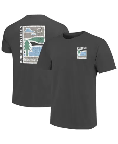 Image One Graphite Purdue Boilermakers Comfort Colors Minimal Vista Distressed Graphics T-shirt In Green