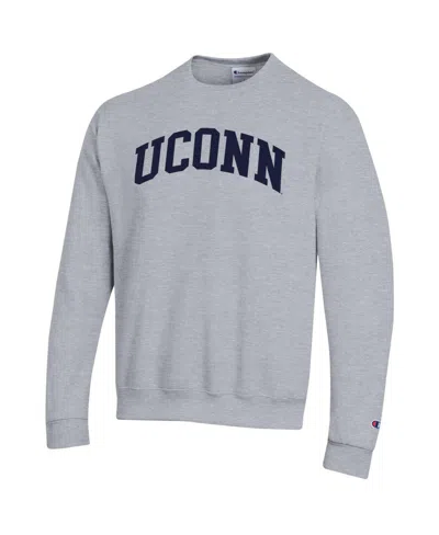 Champion Men's Heather Gray Uconn Huskies Basic Arch Fleece Pullover Sweatshirt In Gray
