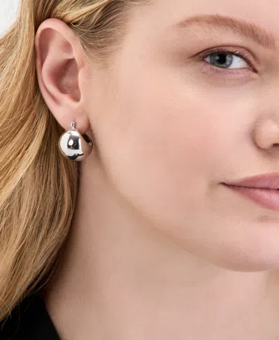 On 34th Silver-tone Small Puffy Huggie Hoop Earrings, 0.77", Exclusively At Macy's